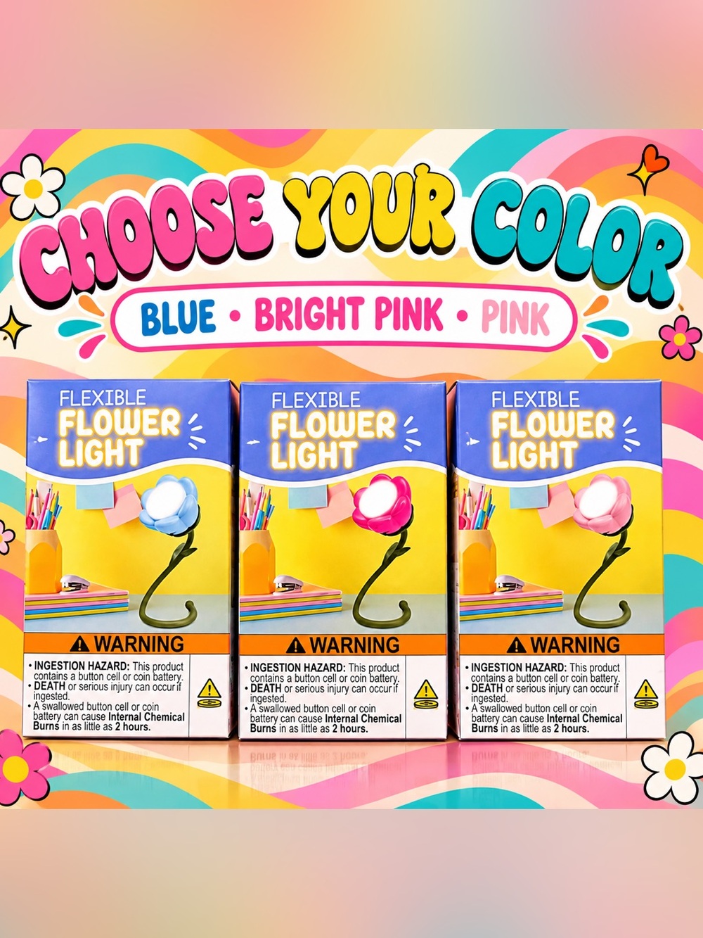 Flexible Flower Light - Bright Pink, Blue & Pink - Flexible Flower Light
